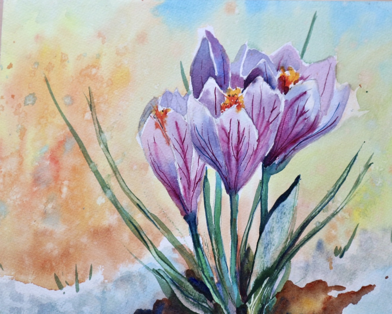 Watercolour Workshop with Robin Knox Spring Crocus in Bloom